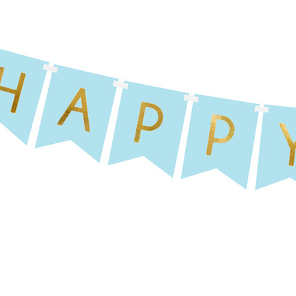 Bannière Happy Birthday Bleu clair 1.75m