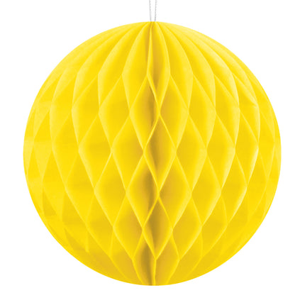 Boule en nid d'abeille jaune 10cm