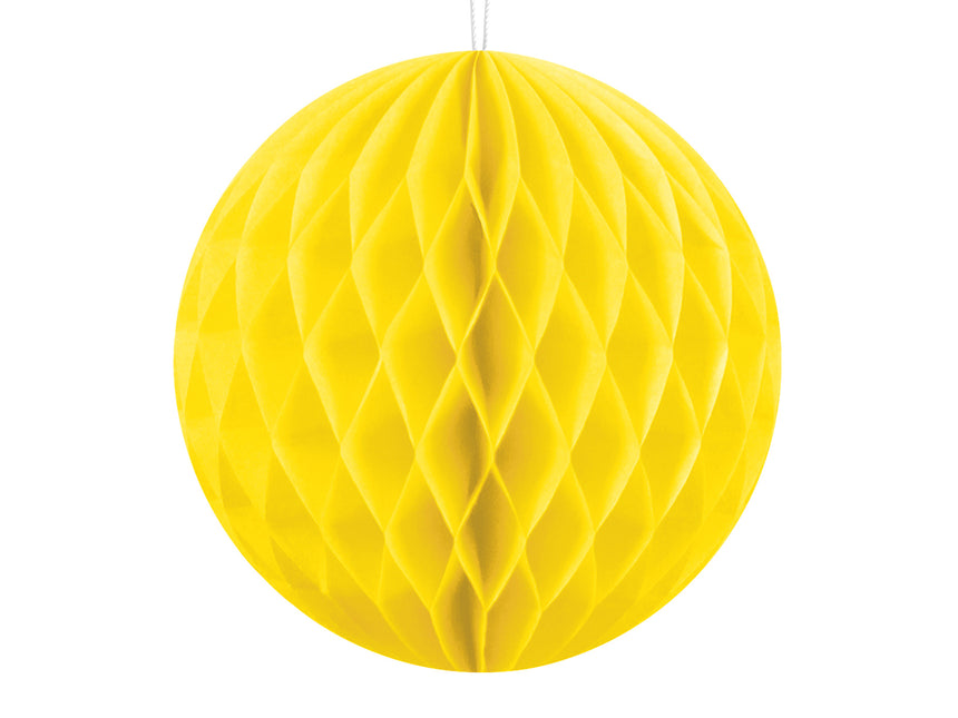 Boule en nid d'abeille jaune 10cm