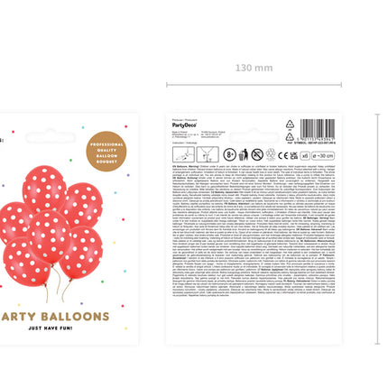 Ballons rouges à pois blancs 30cm 6pcs