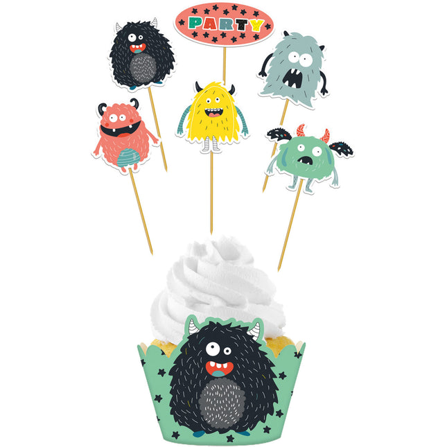 Garnitures de cupcake monstre 12 pièces