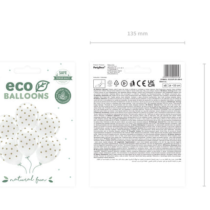Ballons blancs Étoiles d'or 33cm 6pcs