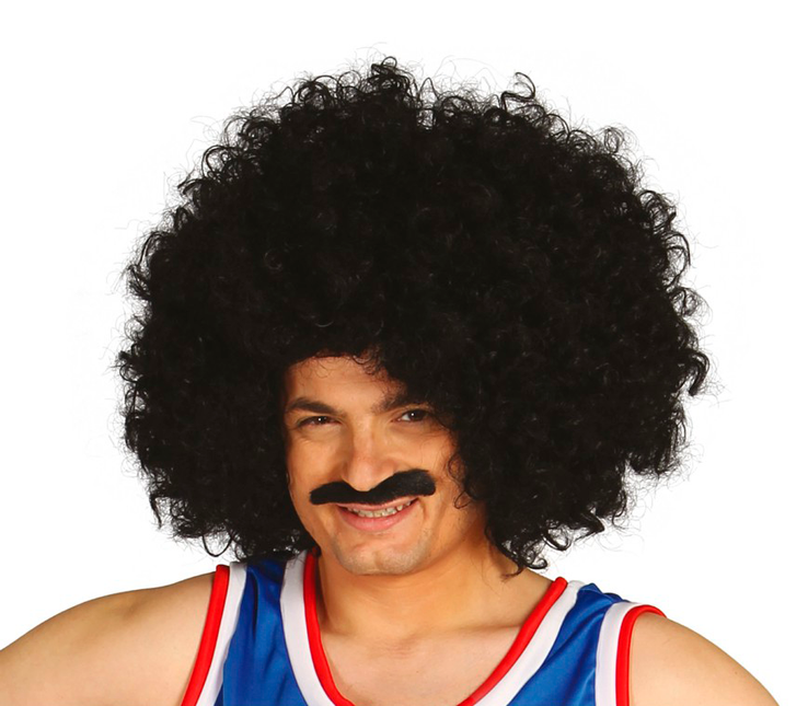 Perruque boucles noires