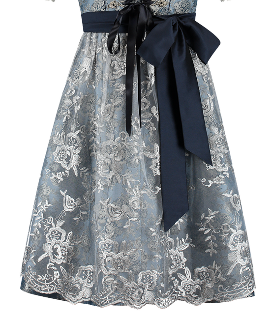 Blue Silver Dirndl Dress Oktoberfest Ladies 2 Piece
