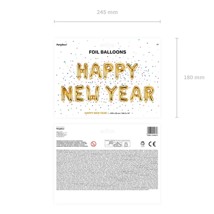 Jeu de ballons à lettres Happy New Year Gold Empty 4.22m