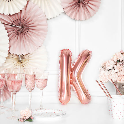 Ballon de baudruche Lettre K Rose Or Vide 35cm