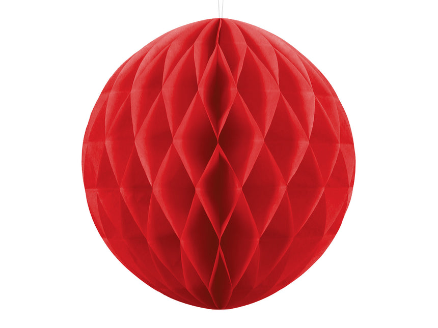 Boule en nid d'abeille rouge 20cm