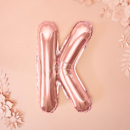 Ballon de baudruche Lettre K Rose Or Vide 35cm