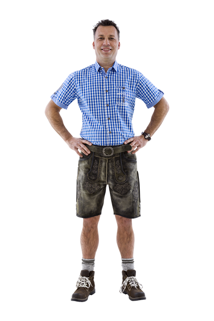 Chemisier blanc bleu Hommes manches courtes traditionnel à carreaux