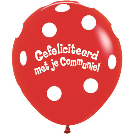 Ballons Communion Polka Dots Red 45cm 25pcs