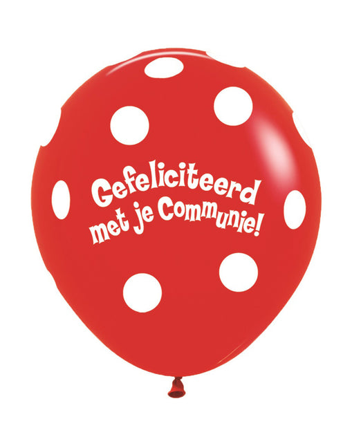 Ballons Communion Polka Dots Red 45cm 25pcs