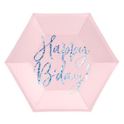 Assiettes Happy Birthday Light Pink 20cm 6pcs