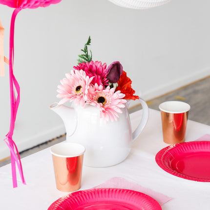 Gobelets or rose en carton métallique 250ml 8pcs