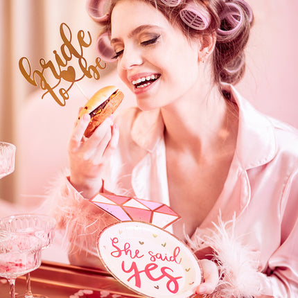 Cake topper Pink Gold Bride To Be 17.5cm