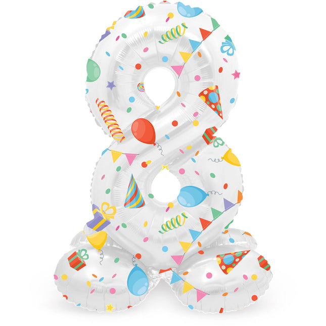 Ballon numéro 8 ans Fête avec vide standard 72cm
