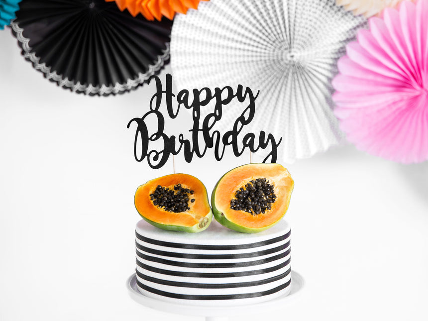 Décor de gâteau Happy Birthday Noir 22.5cm