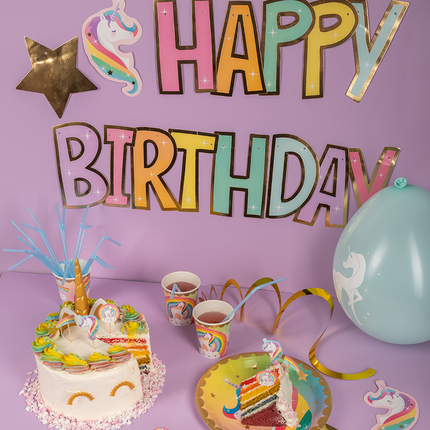 Joyeux anniversaire licorne lettrée 2.5m