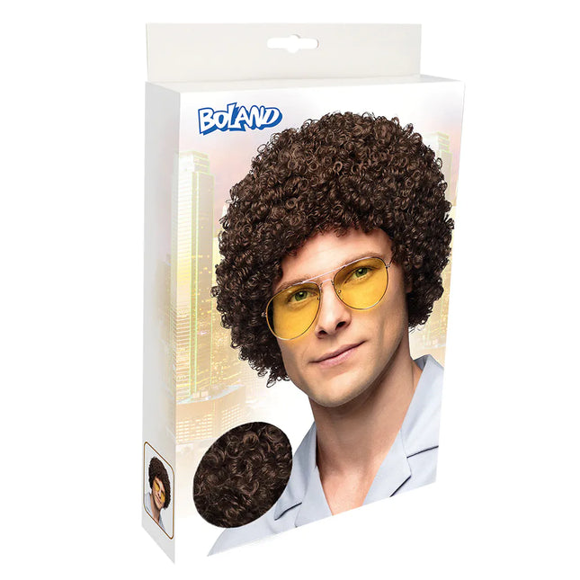 Perruque brune foncée Boucles