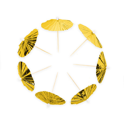Bâtons de cocktail dorés Parasol 10cm 10pcs