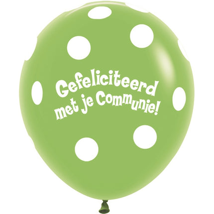 Ballons Communion Polka Dots Lime Green 45cm 25pcs