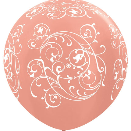 Ballons Filigree Metallic Rose Gold 91cm 2pcs