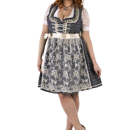 Blue White Creme Dirndl Dress Oktoberfest Women 2 Pieces