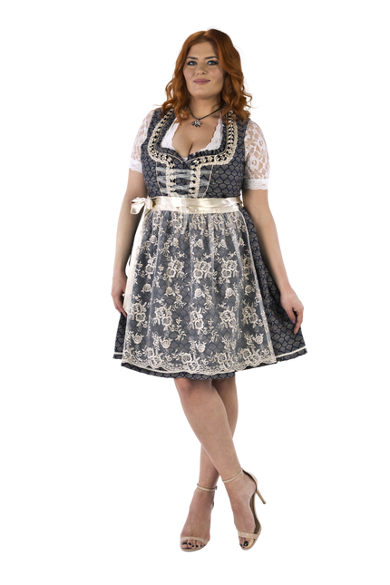 Blue White Creme Dirndl Dress Oktoberfest Women 2 Pieces