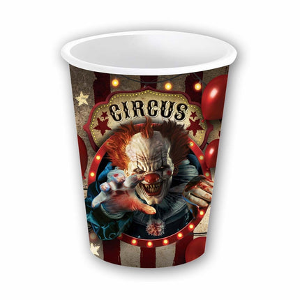 Tasses d'Halloween Clown 240ml 6pcs