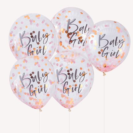 Ballons confettis roses Baby Girl 30cm 5pcs