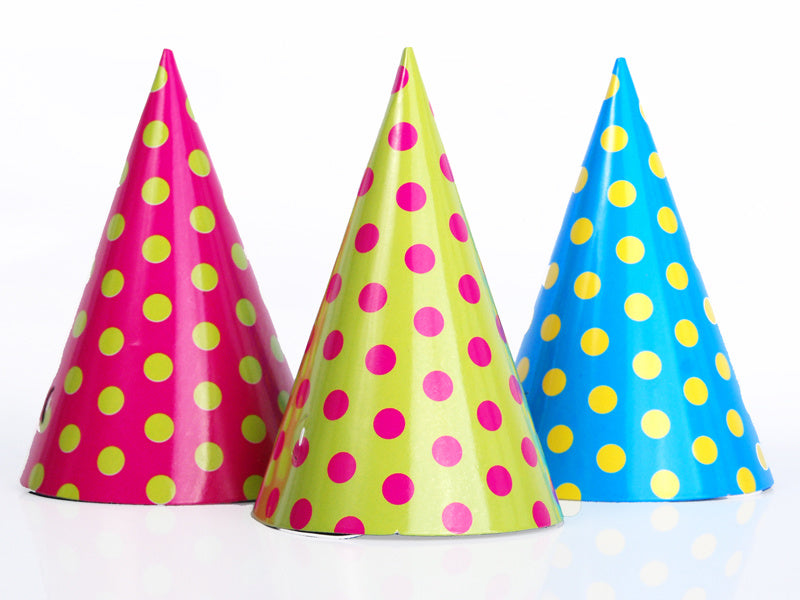 Chapeaux de fête colorés à pois 16cm 6pcs