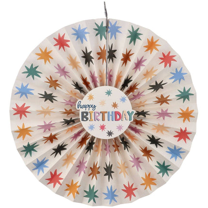 Happy Birthday Eventails en papier colorés 3pcs