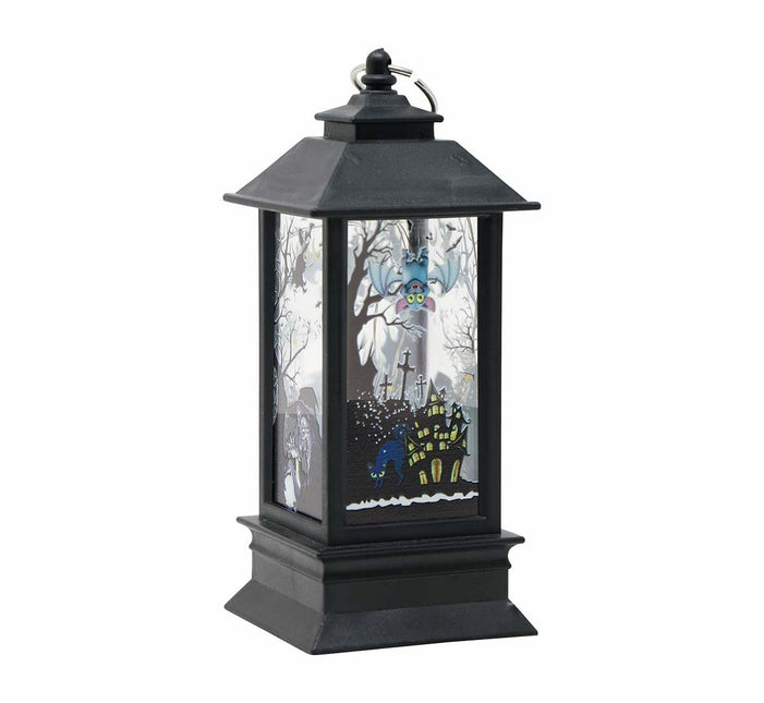 Lanterne d'Halloween noire avec lumière 12.5cm