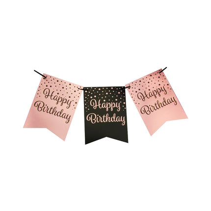 Bannière Happy Birthday Rose Noir 6m