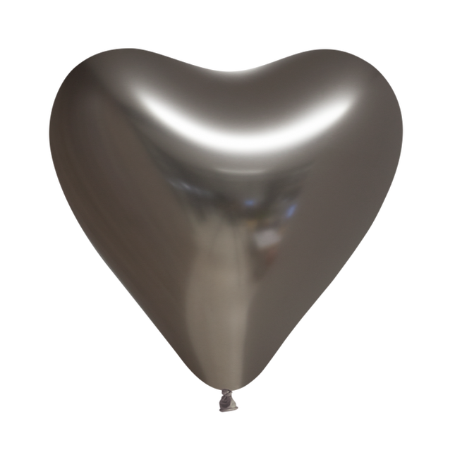 Ballons en forme de coeur gris 30cm 6pcs