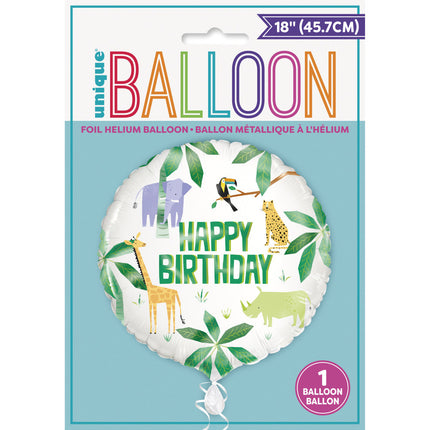 Ballon à l'hélium Happy Birthday Safari 45cm vide