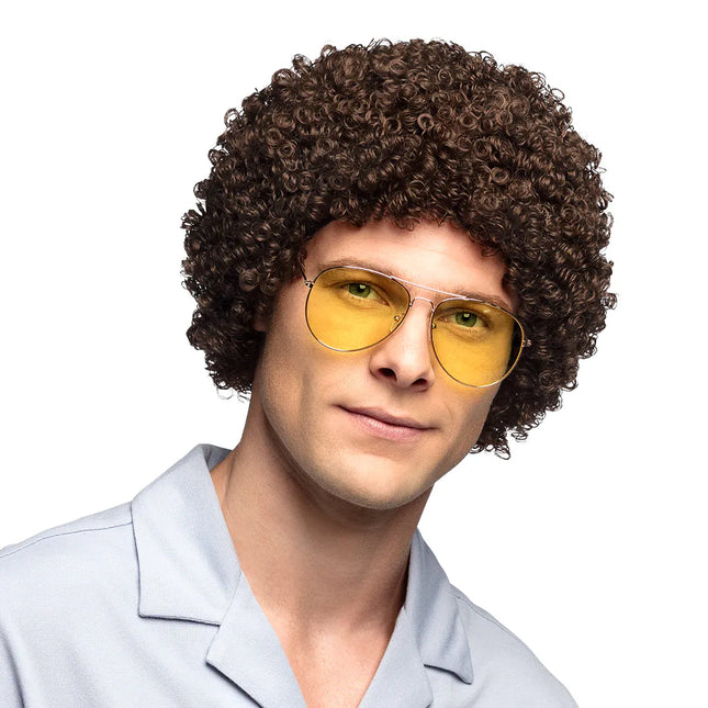 Perruque brune foncée Boucles