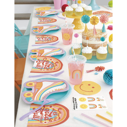 Décorations colorées pour petits gâteaux Mini éventail avec pompons 8pcs