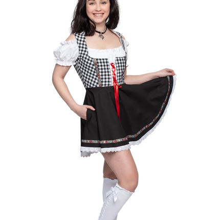 Robe Dirndl Oktoberfest Noir Blanc Dames