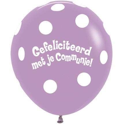 Ballons Communion Polka Dots Lilas 45cm 25pcs