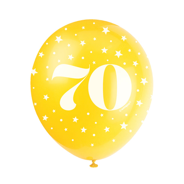 Ballons 70 ans Confetti 30cm 5pcs