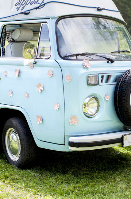 Fleurs en papier rose pastel 3pcs