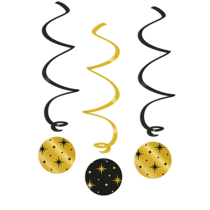 Décoration suspendue or noir étoiles 17cm