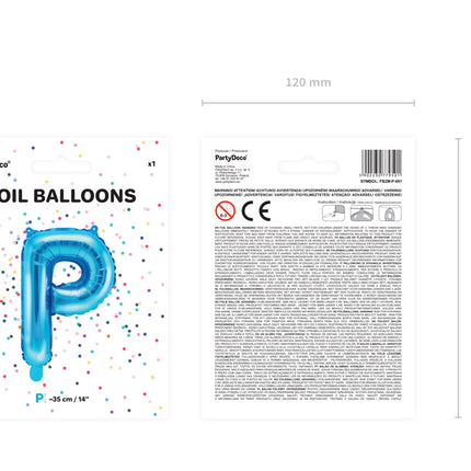 Ballon de baudruche Lettre P Bleu Vide 35cm