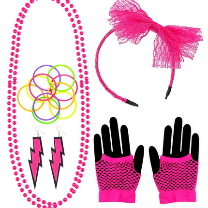 Neon 80S Set d'accessoires rose 5 pièces