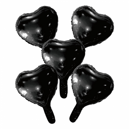 5 Ballons de baudruche cœur avec paille en papier 9" noir