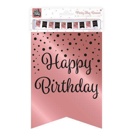Bannière Happy Birthday Rose Noir 6m
