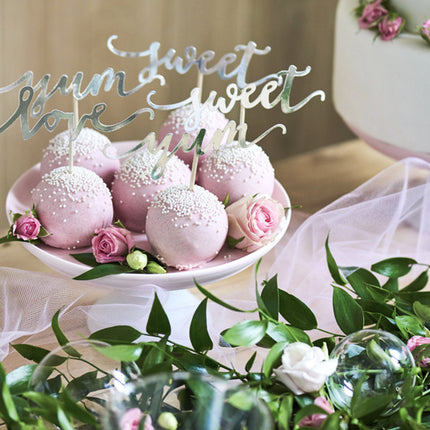 Décor de gâteau Love Silver 13cm 6pcs