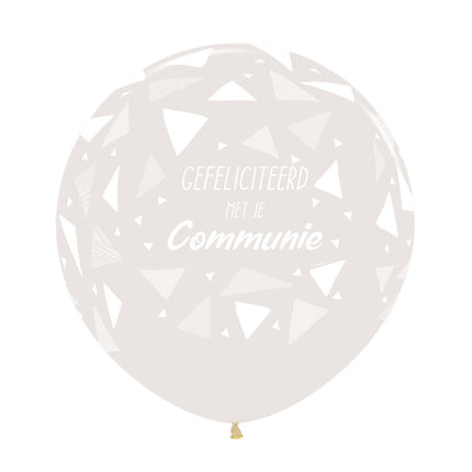 Ballons Félicitations pour ta communion Triangles cristal clair 61cm 3pcs
