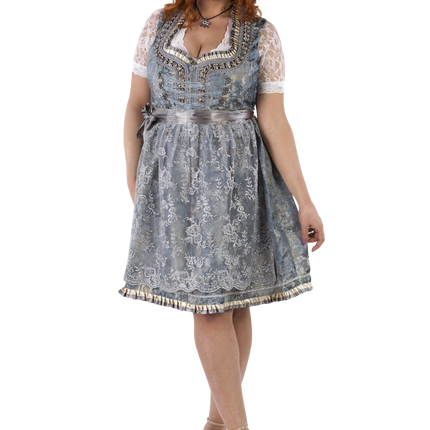 Gold Silver Dirndl Dress Oktoberfest Ladies 2 Piece