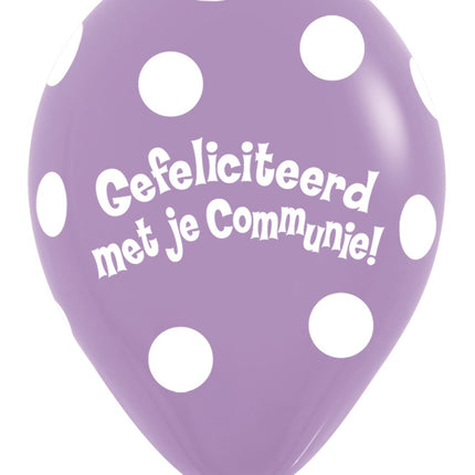 Ballons Communion Polka Dots Lilas 30cm 50pcs